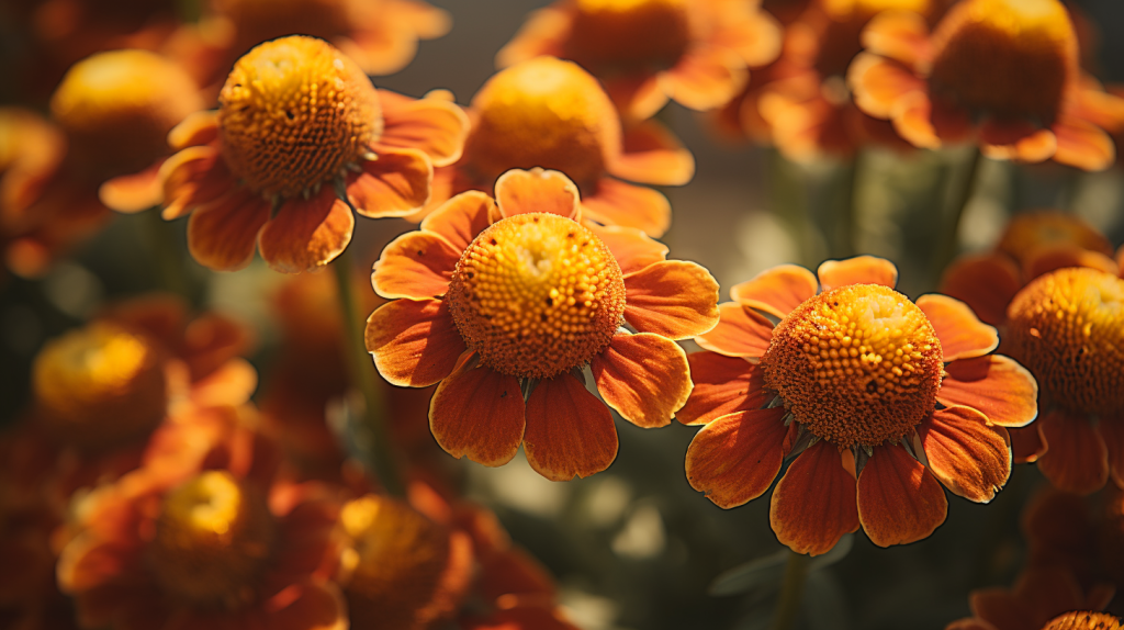  A close-up of Helenium flowers showcasing their distinctive shape and intricate patterns.