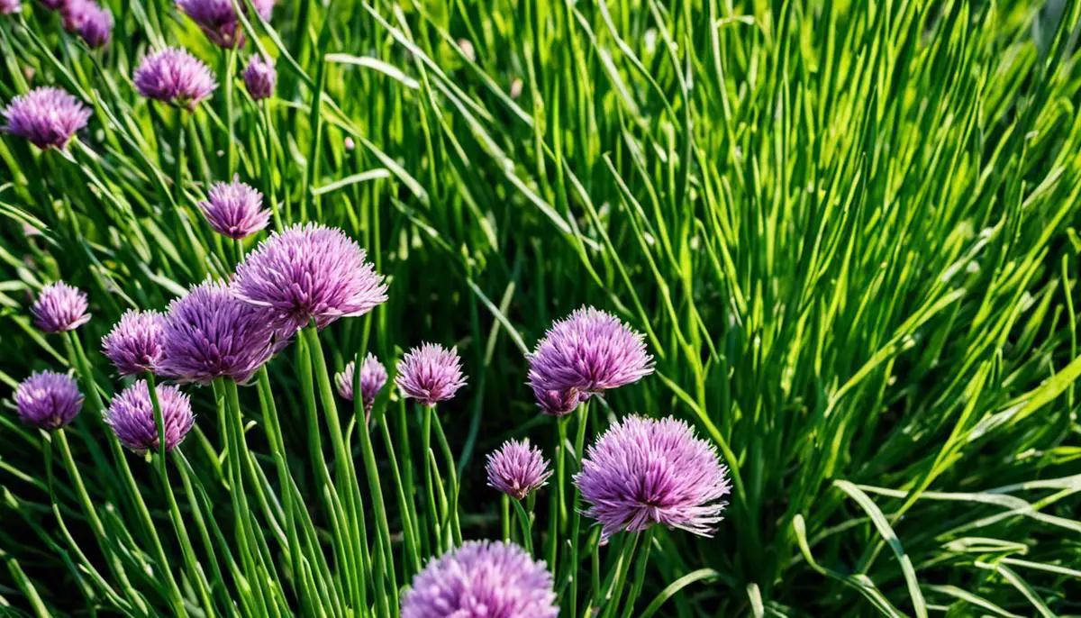 Image of fresh chives in a kitchen garden